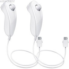 2 PACK For Wii  Wii U Console Nunchuck Wii Nunchuk Game Controller Remote White