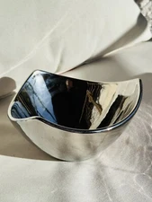 Rare Opulence Ambiance Collection Chrome Tri Corner Bowl Mirror Sculptural Wave