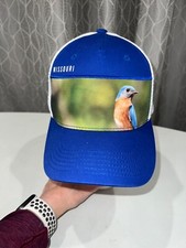 Missouri Bird Photo White Royal blue Trucker fabric/Mesh Hat Cap Snapback EUC