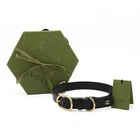 GUCCI Collar for Large Dog Pet Leather Black Gold Hardware 695256 New w/Boxed