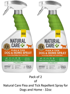 Natural Care Flea and Tick Repellent Spray for Dogs and Home - 32oz (2 Pack)