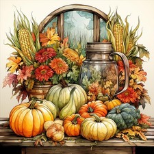Diamond Painting Kits for Adults, 5D DIY Pumpkin Diamond Art Kits for Beginne...