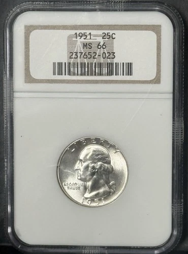 1951 P ** WASHINGTON QUARTER ** NGC MS66 **