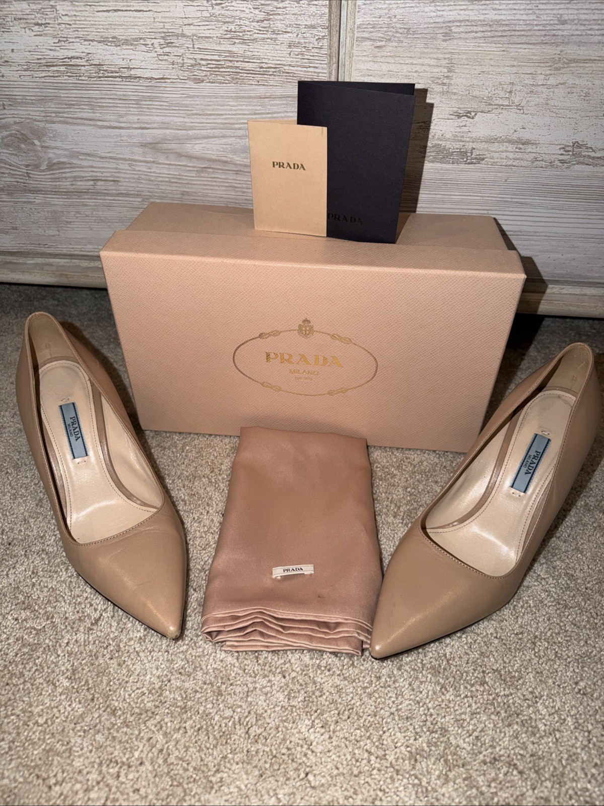 AUTHENTIC! PRADA Calzature Capretto Basic Nudo si… - image 1