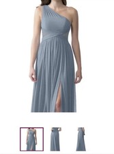 Azazie Steel Blue One Shoulder Chiffon Sleeveless Bridesmaid Dress Size A18