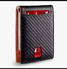 Men's Slim Bifold Wallet Money Clip 6 Card Slots ID Window Black/Brown