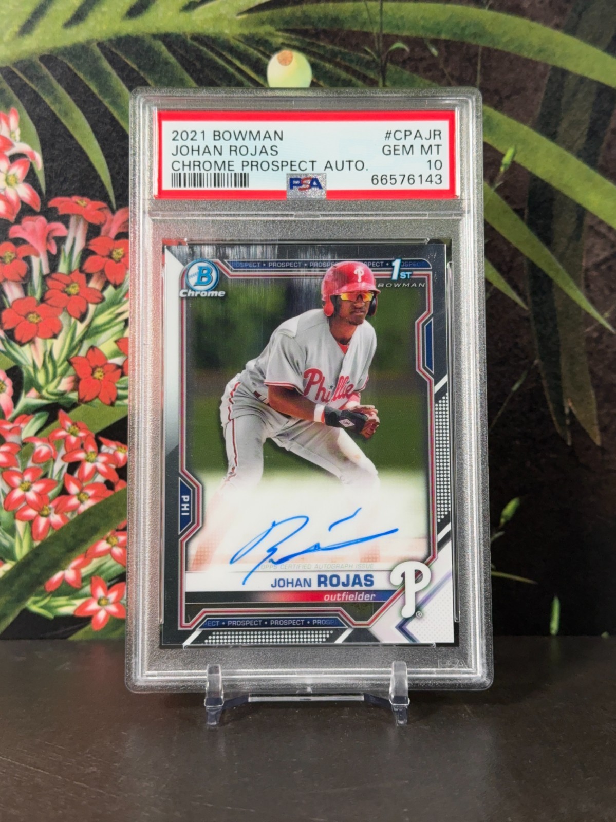 2021 Bowman Chrome Johan Rojas Auto PSA 10 1st Prospect Rookie - POP 68 - RareCo