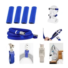 CPAP Mask Strap Covers and Hose Holder Bundle Blue Fleece Comfort Pads 4 Stra...