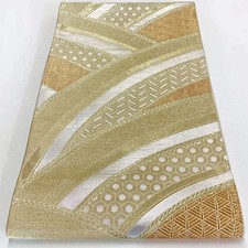 6690 Japanese Vintage Fukuro Obi Belt Kimono Fabric Silk Traditional Gold