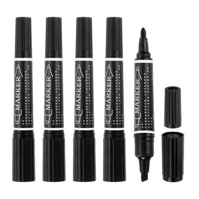 5 Pcs Art Marker Pen Double-Ended Colored Pen Dual Sketch Marker, Black