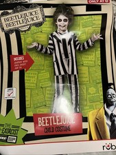 Rubies Beetlejuice Child Costume Size Large 8/10 Jumpsuit W/ Faux Jacket  Tie