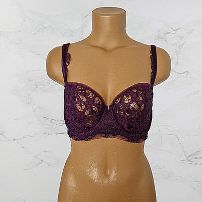 La Perla Luxus Bügel BH florale Spitze Lila Gr. 75 D aus Sylter Boutique Neu