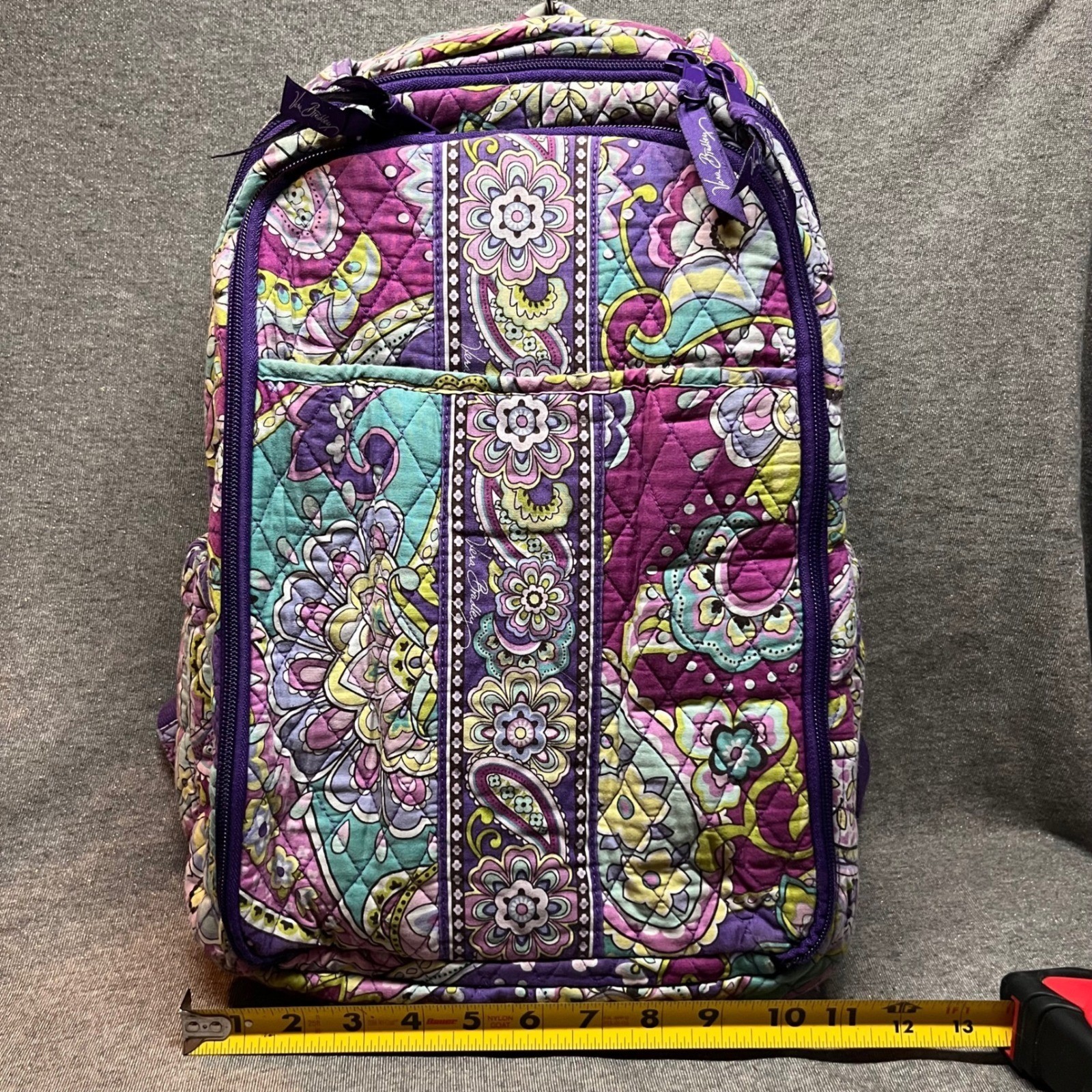 Vera Bradley Backpack Paisley Quilted Cotton Large Purple