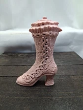 Vintage Celluloid Pink Victorian High Heel Boot Sachet