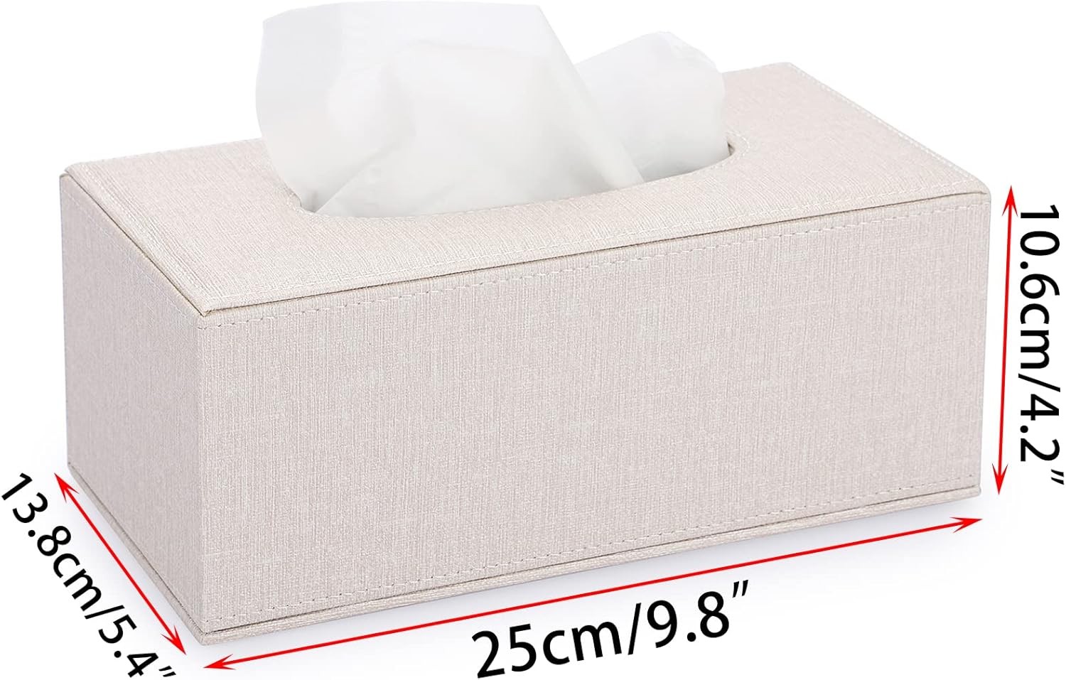 Sumnacon Tissue Box Cover Rectangle Linen Box,Stylish Medium, Beige 