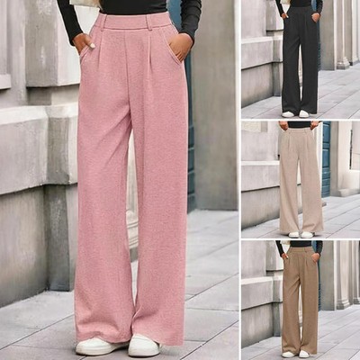 Women's Street Casual Wide Leg Pants High Waist Straight Loose Long Trousers 