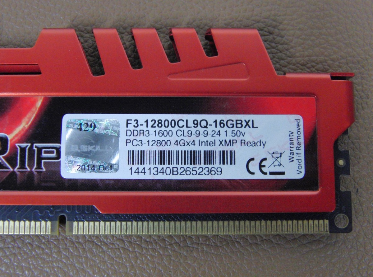 G Skill Ripjaws X F3-12800CL9Q-16GBXL DDR3 PC3-12800u 4 x 4GB