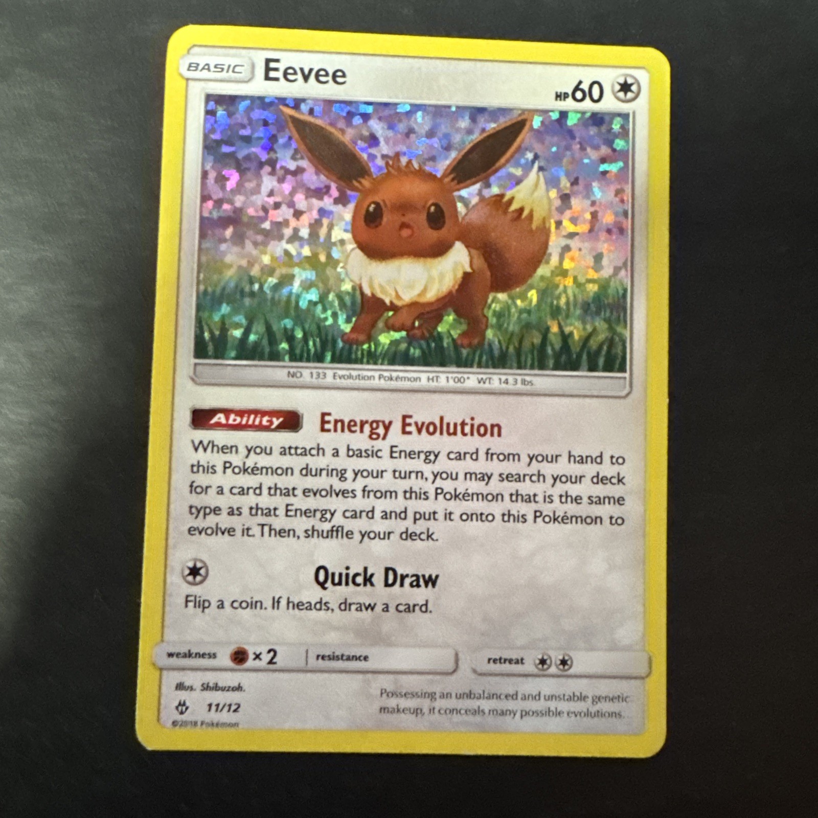 Pokemon TCG Eevee 2018 11/12 Holo Mcdonald's Promo English 60 HP