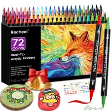 Recheel 72 Colors Acrylic Paint Markers, Dual 1 Count Pack of 72 , 72 colors