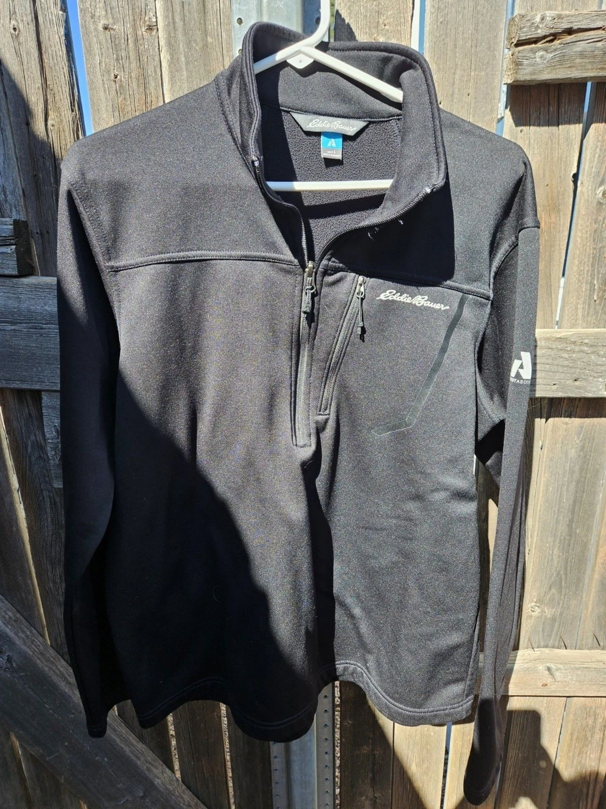 Eddie Bauer First Ascent Mens Large Black Quarter Zip Pullover Active Top