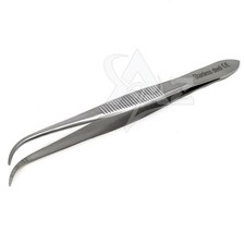 Fine Serrated Point Tweezers 4.5" CRV Jewelry Making Watch Maker Repairing Tool
