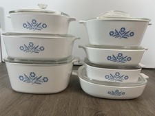 Vintage 1960s Corning Ware Blue Cornflower Made in USA Pyroceram Set Of 14