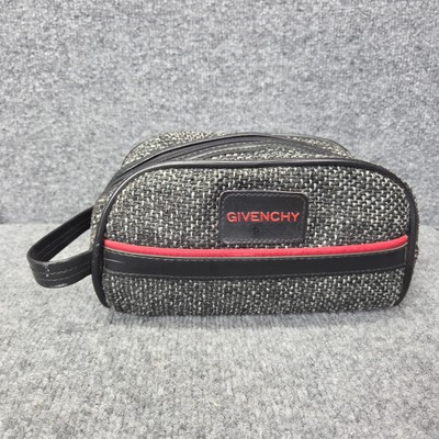 VINTAGE 80s GIVENCHY GRAY TWEED DOPP COSMETIC TOILETRY TRAVEL MAKE UP POUCH BAG