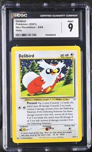 CGC 9 MINT Delibird 5/64 Holo 2001 Pokemon Neo Revelation Pop 36