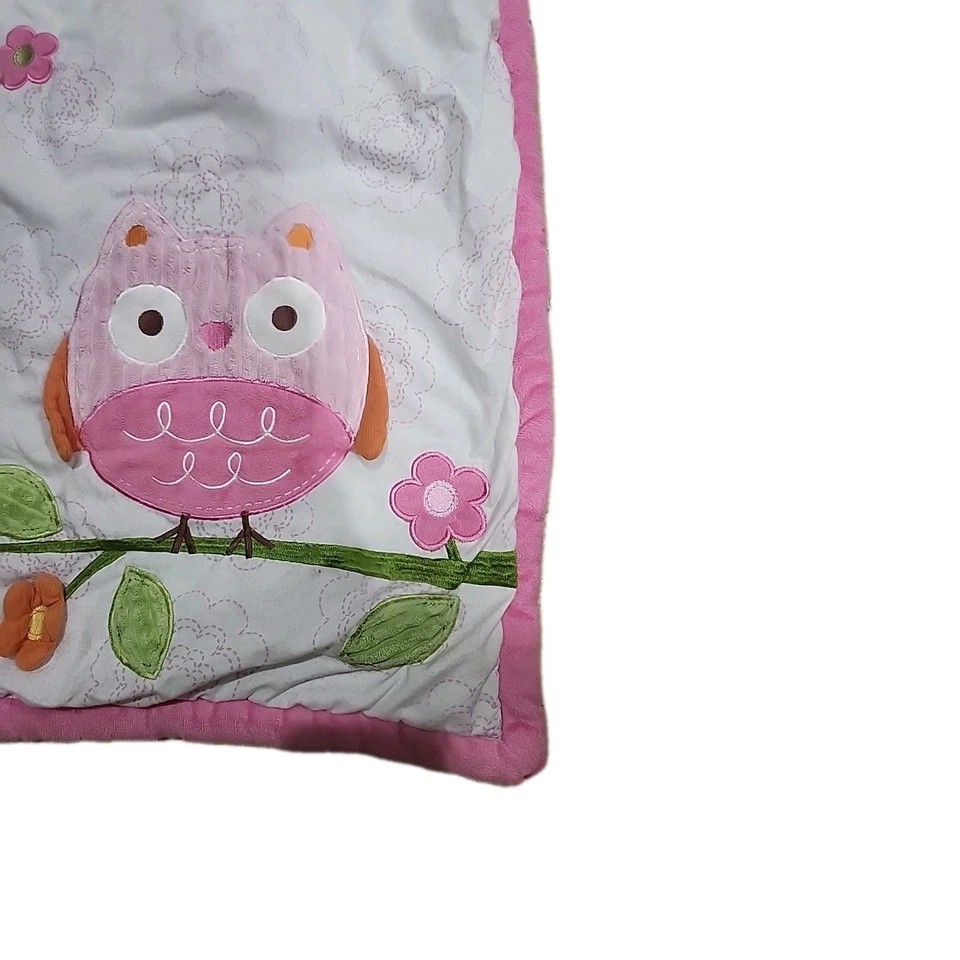 Manta Cuna Bebé Nojo Edredón Búhos Pájaros Animales Rosa Flores 36"X42" Reversible  Foto 3 de 4