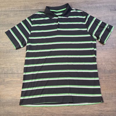 NikeGolf Polo Shirt Mens XL Short Sleeve Green Striped B2