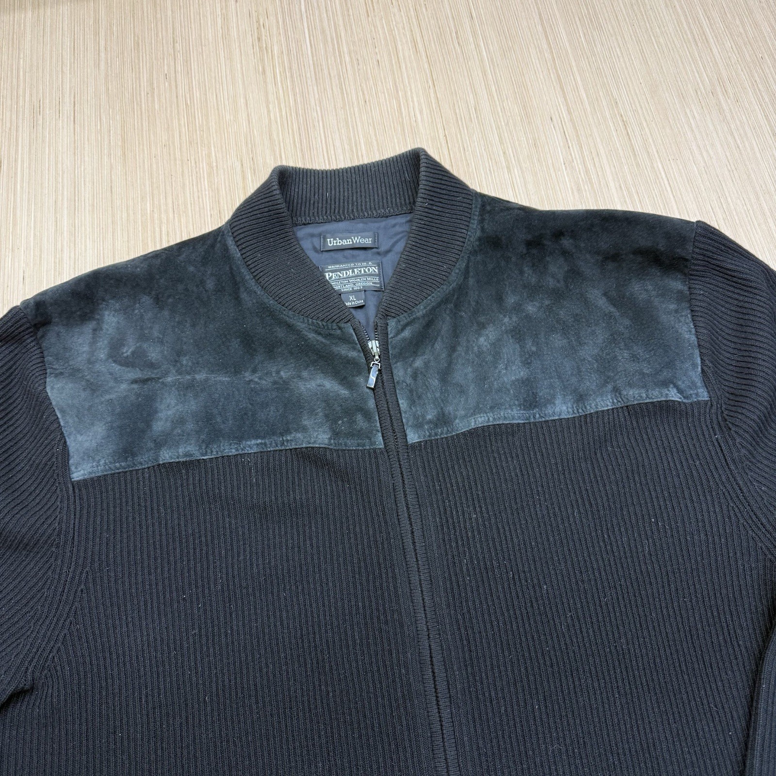 Pendleton Jacket Mens Extra Large Black Wool Leat… - image 1