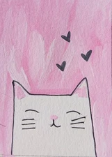 Aceo Original Mixed Media  Acrylic Cat