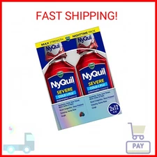 Vicks NyQuil SEVERE Cold, Flu, and Congestion Medicine, 2x12 fl oz Twin Pack, Be