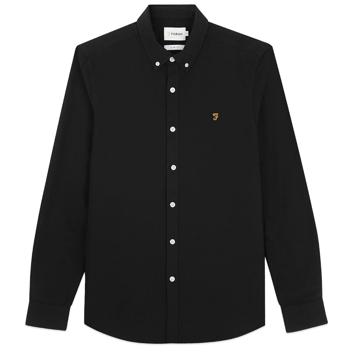 🔵Camisa Farah Brewer F4WSB060 Hombre Negro Nuevo FW25/26
