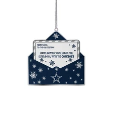 Dallas Cowboys Christmas Tree Ornament - Super Bowl Invitation From Santa