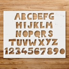 Alphabet and Numbers Chunky Typography Wall Art Reusable Stencil - StencilAir