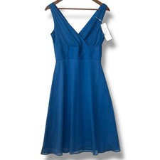 J. Crew Blue 100 Silk Chiffon Dress 4 Crossover Empire Y2K Bridesmaid Guest