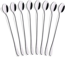 8-Piece 9-Inch Long Handle Iced Tea Spoon, Coffee Spoon, Ice Cream Spoons, Stain