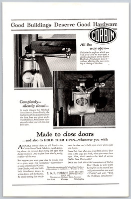 1929 Advertising Print Ad  P & F Corbin Hardware Made to Close Doors