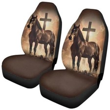 Talayituse Print Car Seat Cover Stretchy Bucket Breathable Vehicle Horse Cross