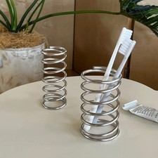 Stainless Steel Toothbrush Holder for Bathroom Storage Rack with Makeup Brush