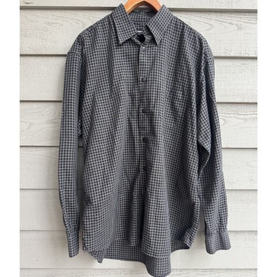 Vintage Mondo di Marco Mens L 52 Made in Italy Black Beige Check Shirt