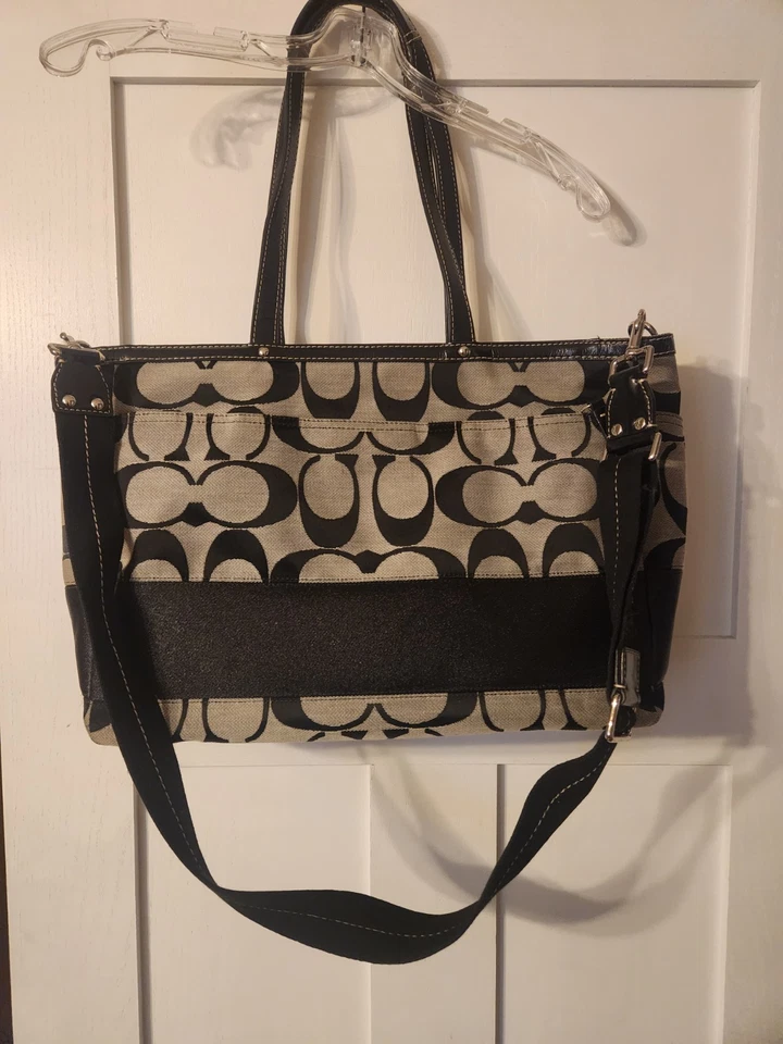COACH Black Woven Jacquard Diaper Bag/computer tote With Crossbody Strap  - Image 3 of 4