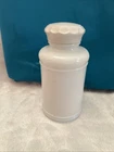 Vintage WHITE MILK GLASS APOTHECARY BOTTLE JAR Threaded CAP Pharmacy Medicine 5"