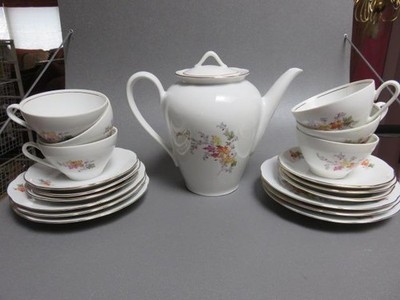 Vintage Ba aria tea set teapot 6 cup saucer plate trios+ East Germany Bavaria