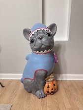 2026 Home Depot 2.5 Ft Gray Frenchie in Shark Costume Halloween Dog Blow Mold