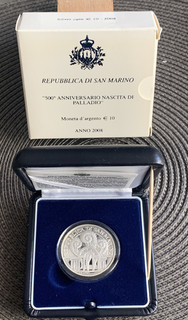 SAN MARINO 10 EURO 2008 500. GEBURTSTAG PALADIO ORIGINAL VERPACKT BOX ZERTIFIKAT