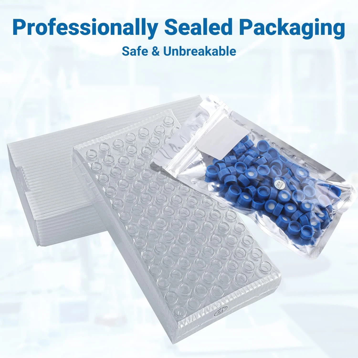 1000x 2ml Autosampler Vials w/ Pre Slit Screw Cap 9-425 HPLC Clear ...