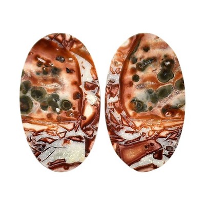 Natural Leopard Skin Jasper Pair 13.8x23.85x4 mm Oval Shape Gemstone LS30-04700