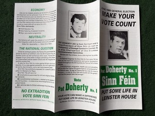 1989 Pat Doherty Sinn Fein Election Leaflet.